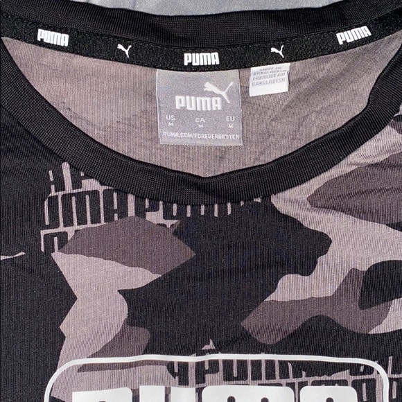 Puma men’s Rebel Camo Tee All Over Print Logo - Picture 3 of 3
